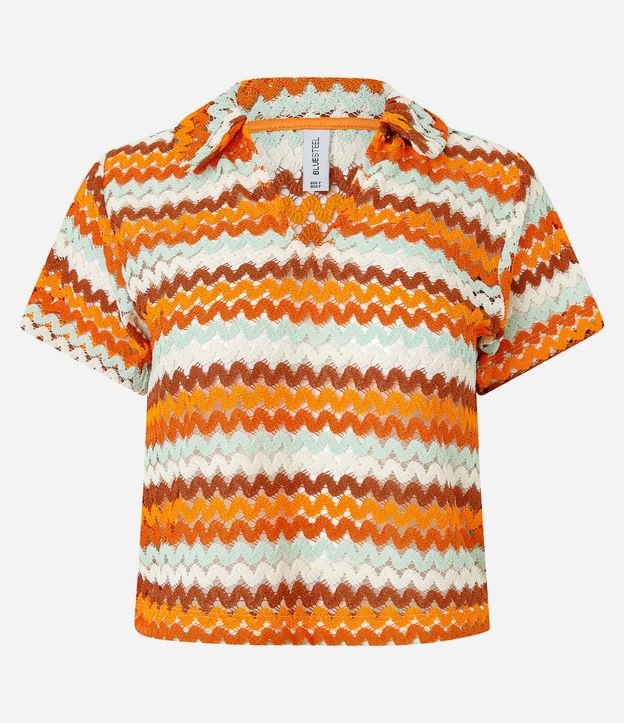Blusa Boxy con Cuello Polo en Punto 4