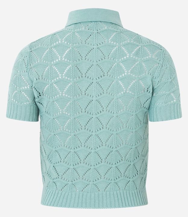 Blusa en Punto con Mix de Puntos y Cuello Polo 7