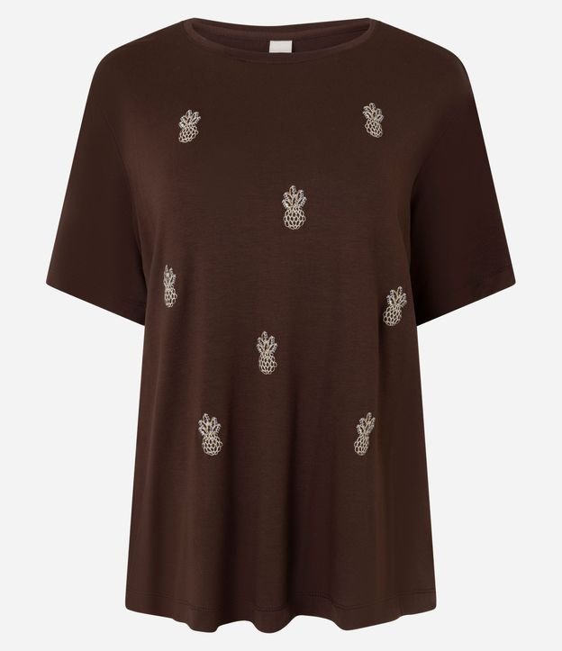 Blusa en Viscosa con Bordados de Piñas