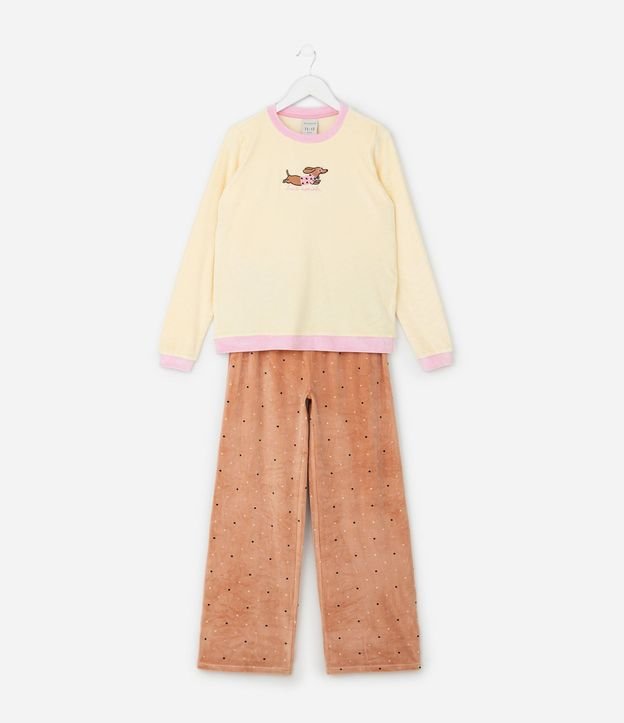 Pijama Infantil Largo con Estampa de Perro Salsicha – Talle 5 a 14 años