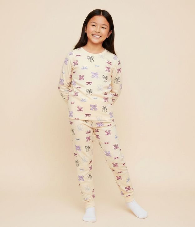 Pijama Infantil Manga Larga con Estampa de Ícones – Talle 2 a 14 años