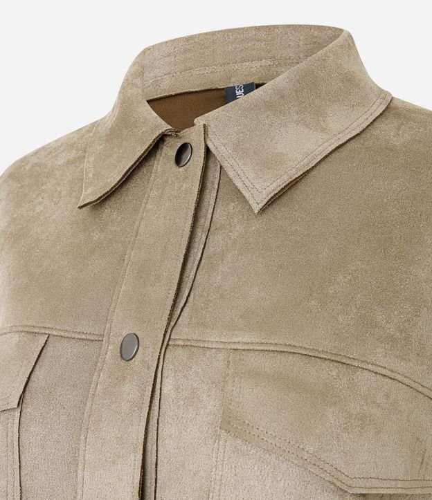 Camisa Regular en Gamuza con Bolsillo Cargo 8