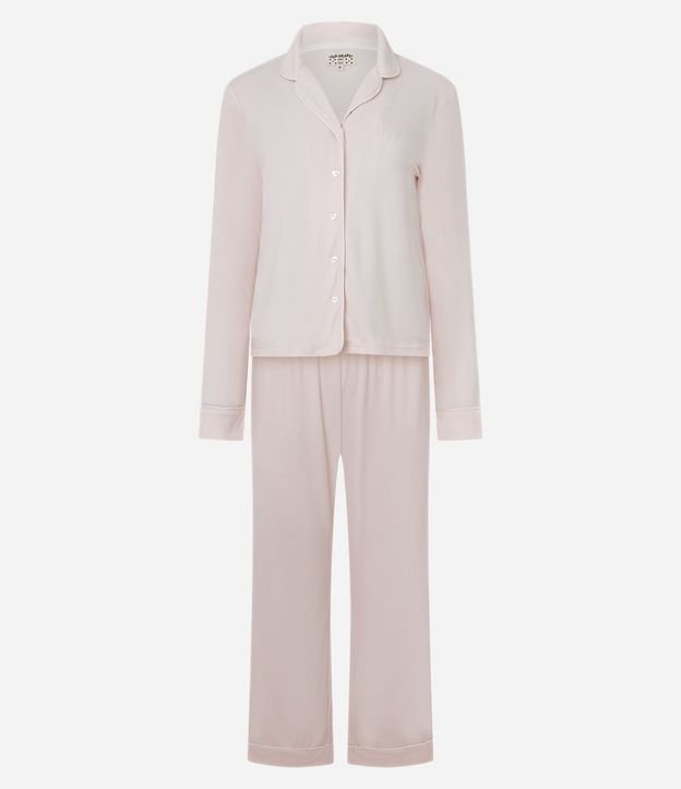 Pijama Americano Largo en Peach Touch con Bordado 5