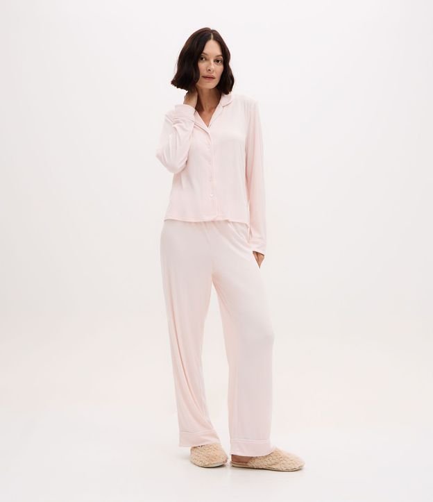 Pijama Americano Largo en Peach Touch con Bordado 2