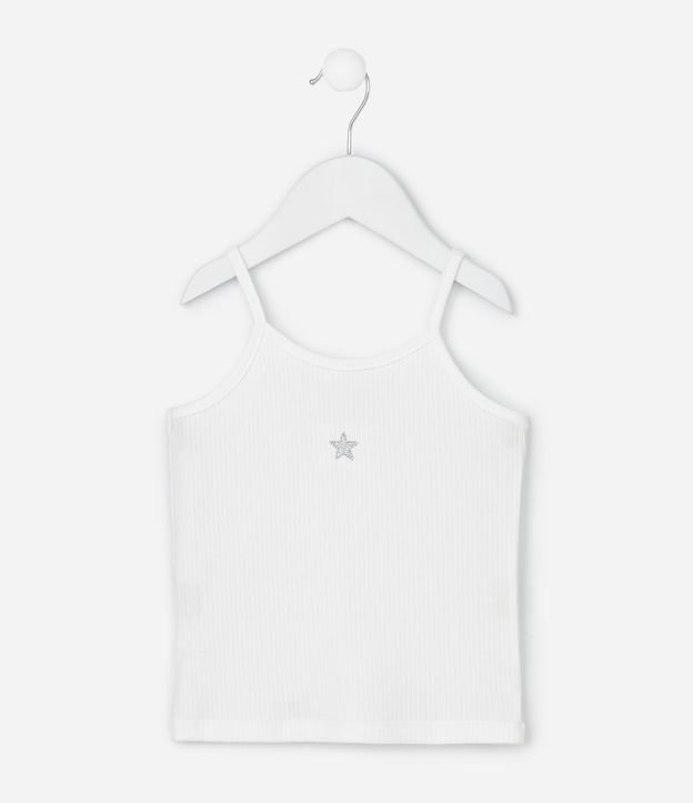 Musculosa Infantil en Rib con Estrella de Purpurina - Talle 1 a 6 años