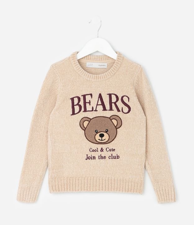 Buzo Infantil en Chenille con Bordado de Osito – Talle 5 a 14 años