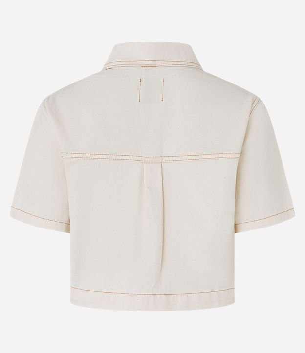 Camisa Cropeed em  Sarga con Bolsillo y Costura Aparente 6
