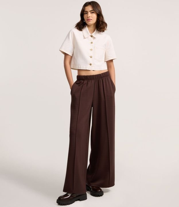 Camisa Cropeed em  Sarga con Bolsillo y Costura Aparente 2