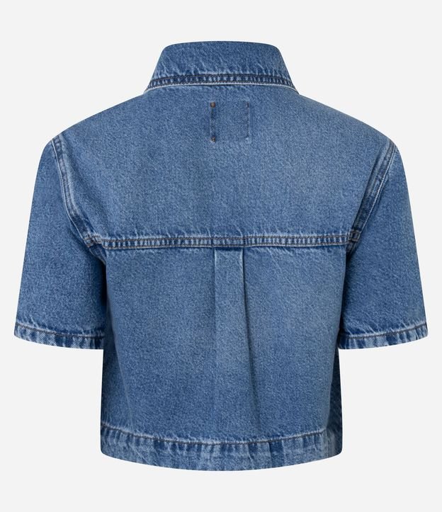 Camisa Cropped en Jeans con Botones y Bolsillo 2