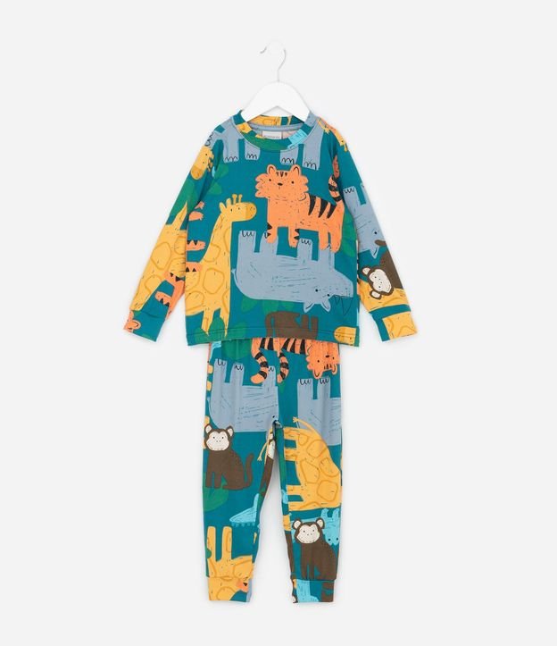 Pijama Infantil Largo en Plush con Estampado de Animales – Talle 2 a 6 años 2