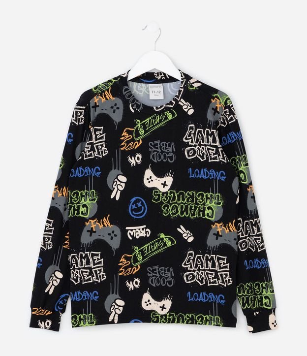 Pijama Infantil Largo en Plush con Estampado de Skate – Talle 7 a 14 años 3