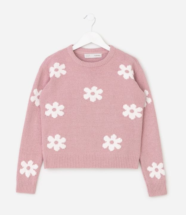 Buzo Infantil en Punto con Estampa Floral – Talle 5 a 14 años 2