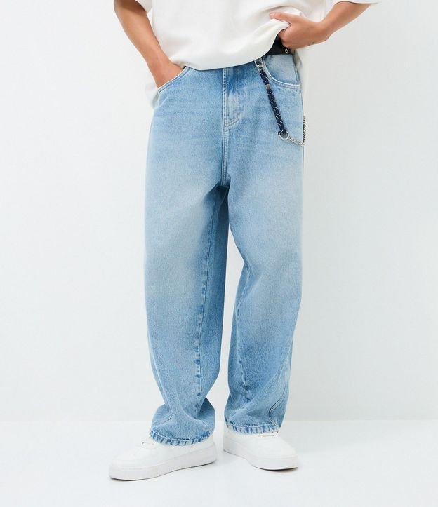 Pantalón Skater en Jeans con Recorte y Cordón 2