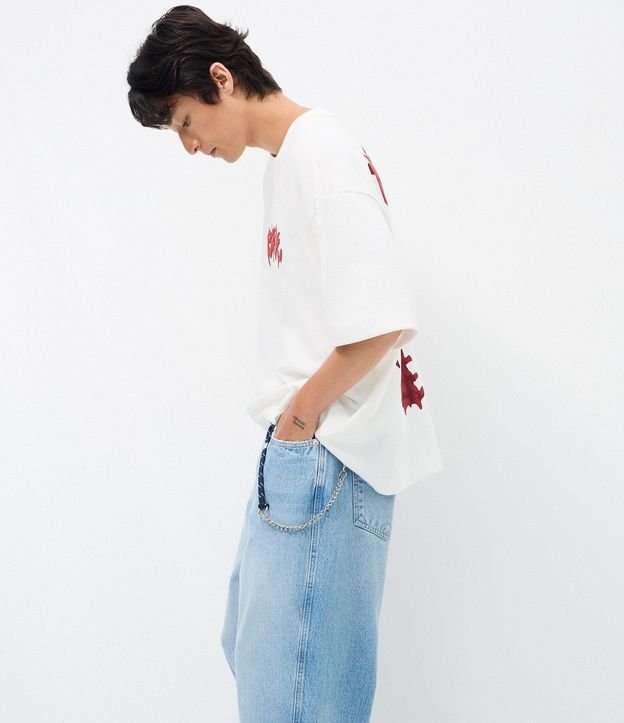 Pantalón Skater en Jeans con Recorte y Cordón 4