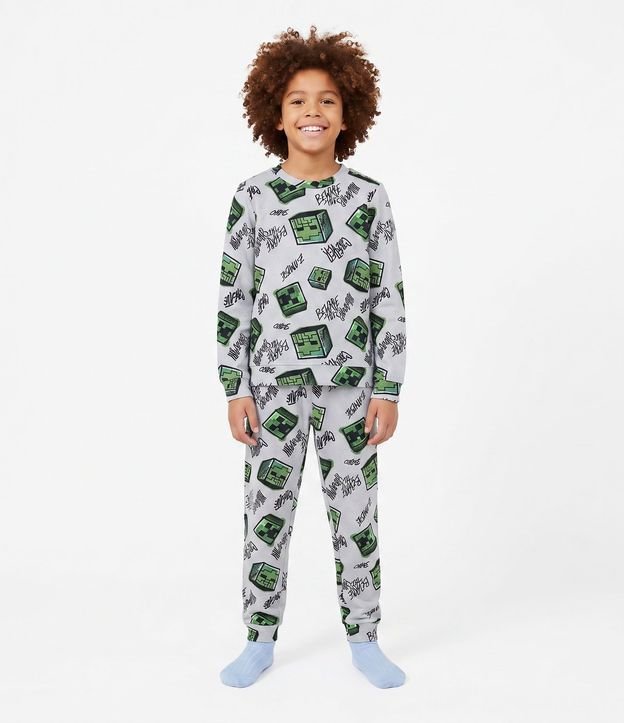 Pijama Infantil en Plush con Estampa de Minecraft – Talle 5 a 14 años