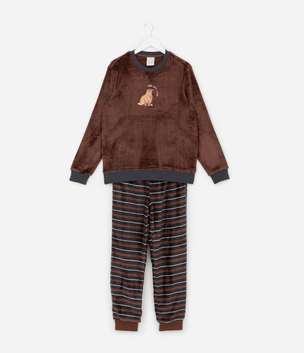 Pijama Infantil Larga con Bordado de Carpincho – Talle 7 a 16 años