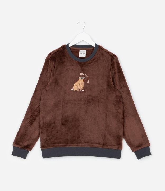 Pijama Infantil Larga con Bordado de Carpincho – Talle 7 a 16 años 2