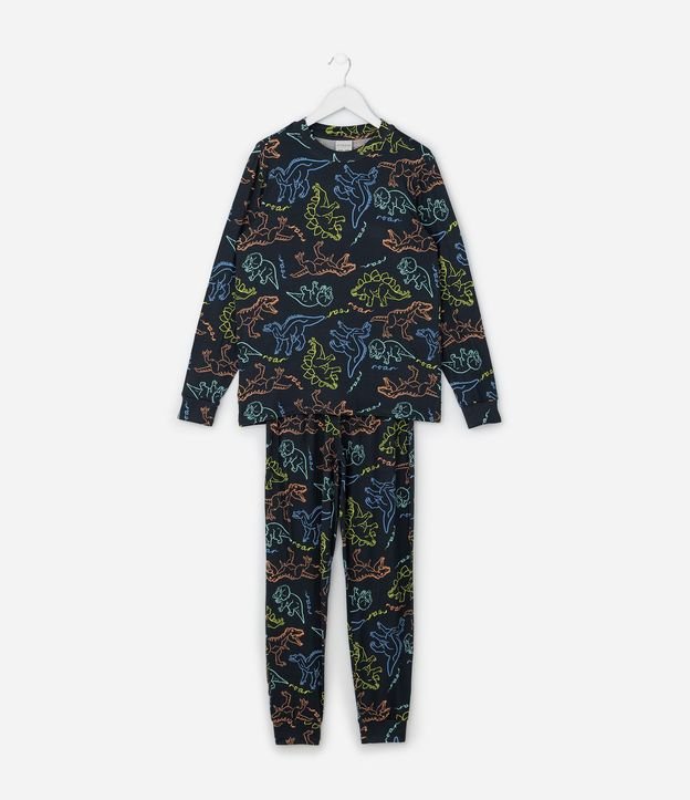 Pijama Infantil Largo con Estampa de Dinosaurios – Talle 4 a 14 años