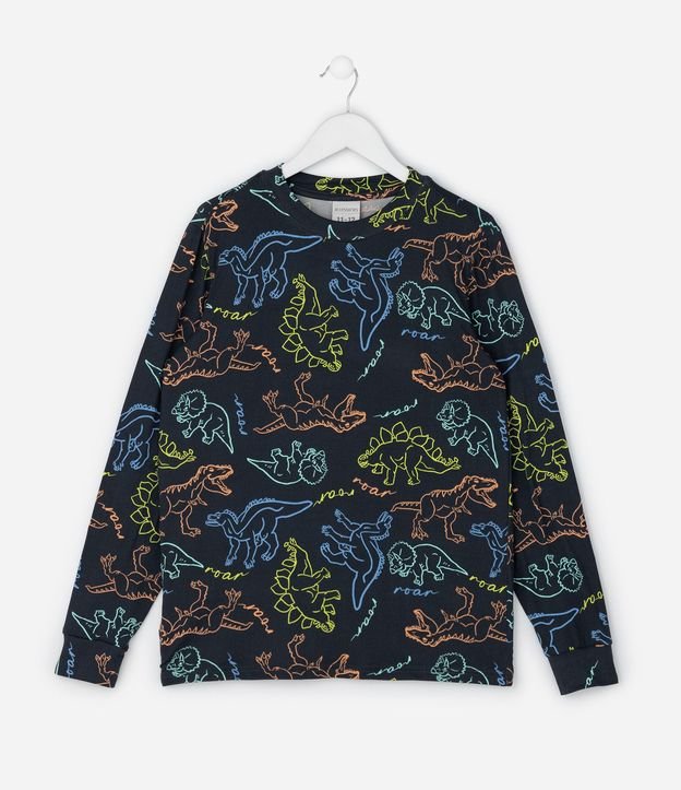 Pijama Infantil Largo con Estampa de Dinosaurios – Talle 4 a 14 años 2
