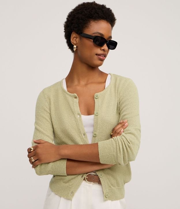 Cardigan en Punto con Botones y Escote U 1