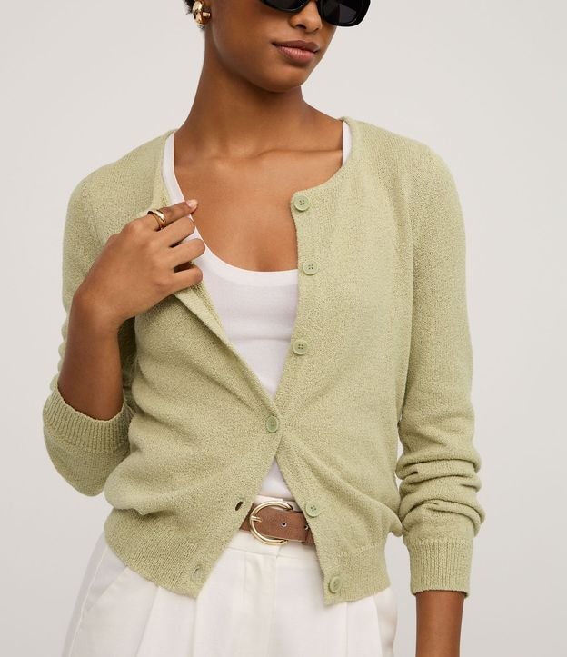 Cardigan en Punto con Botones y Escote U 4