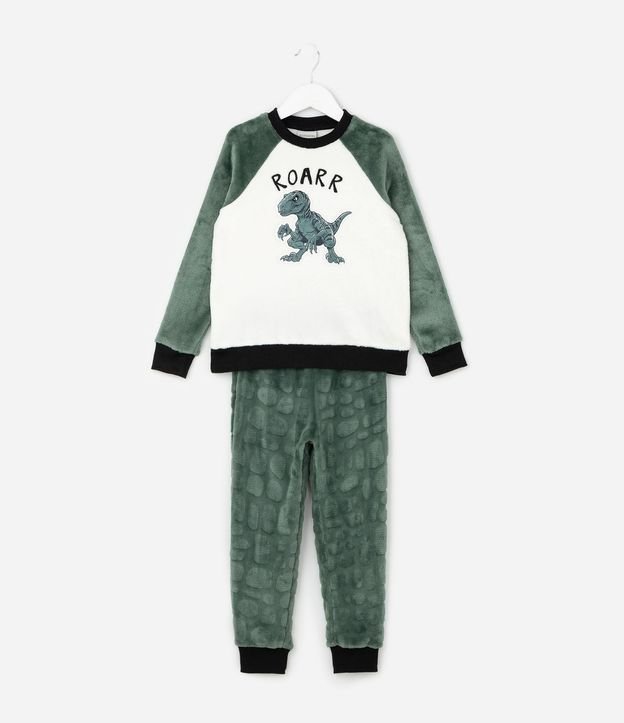 Pijama Infantil en Plush Estampado Dino ROARR - Talle 5 a 14 años 1