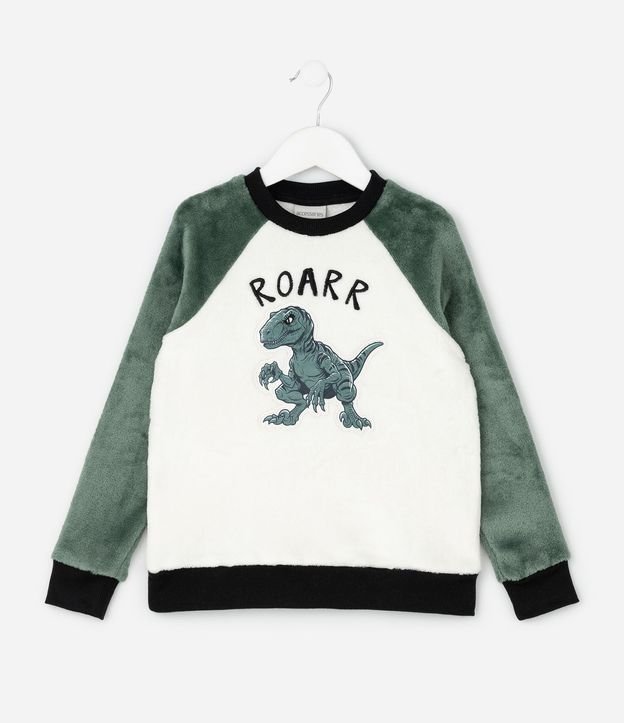 Pijama Infantil en Plush Estampado Dino ROARR - Talle 5 a 14 años 2