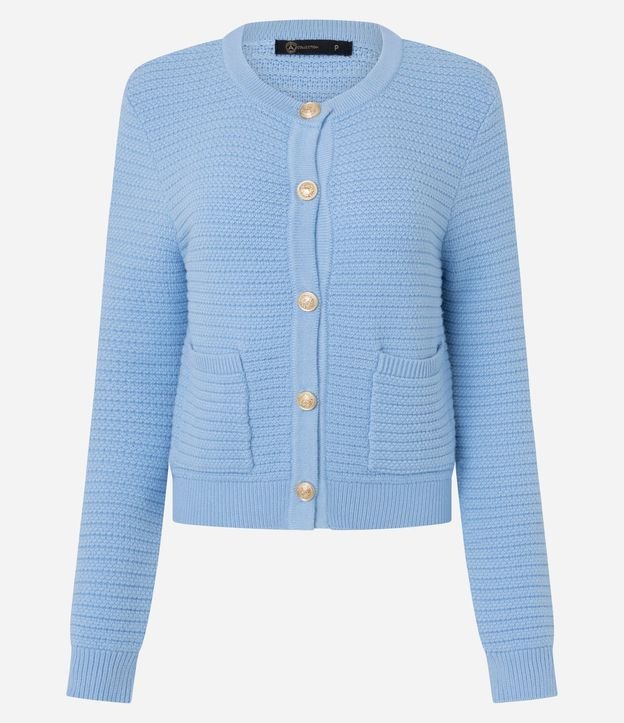 Cardigan Texturizado en Punto con Botones Metalizados 6