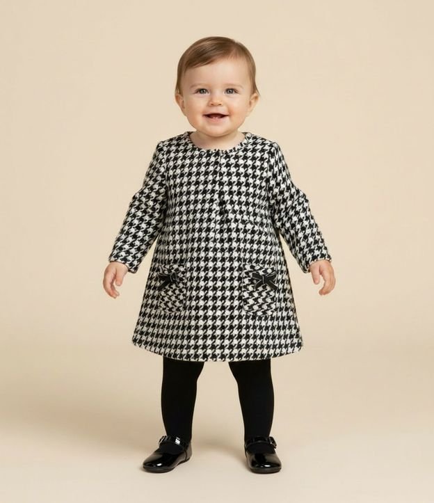 Vestido Infantil de Cuadros con Media Can Can – Talle 0 a 18 Meses 1