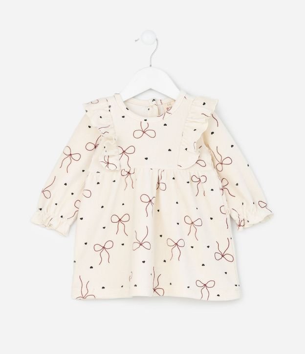 Vestido Infantil en Terciopelo Cotelê con Moñitas y Media-Pantalón – Talle 0 a 18 Meses 3