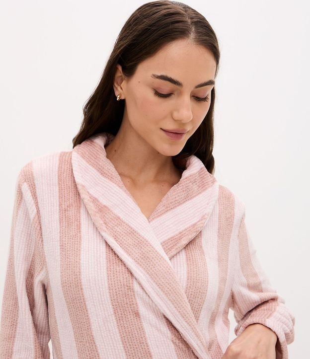 Bata de Baño en Fleece Listrado con Cinta 2