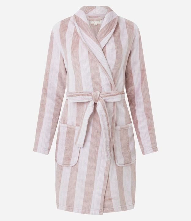 Bata de Baño en Fleece Listrado con Cinta 3