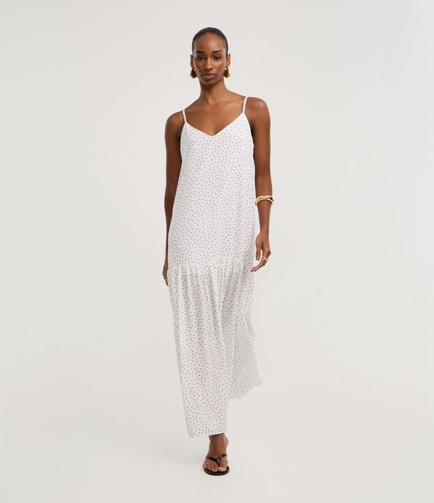 Vestido Evasê Largo en Crepé con Estampa de Lunares