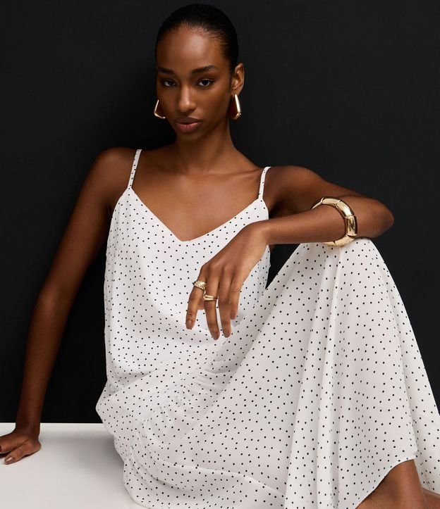 Vestido Evasê Largo en Crepé con Estampa de Lunares 5