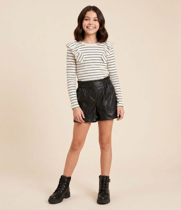 Short Infantil Clochard con Bolsillos y Botones – Talle 5 a 14 años