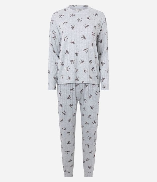 Pijama Largo en Punto con Estampa de Lacitos 5