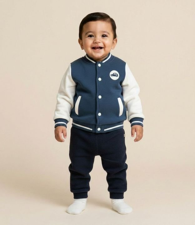 Campera Infantil Bomber con Patch de Carro – Talle 0 a 18 Meses