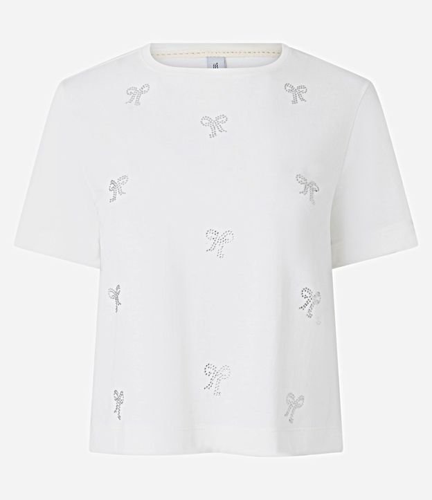 Remera T-shirt en Algodón con Lazos en Aplicación de Hotfix 5