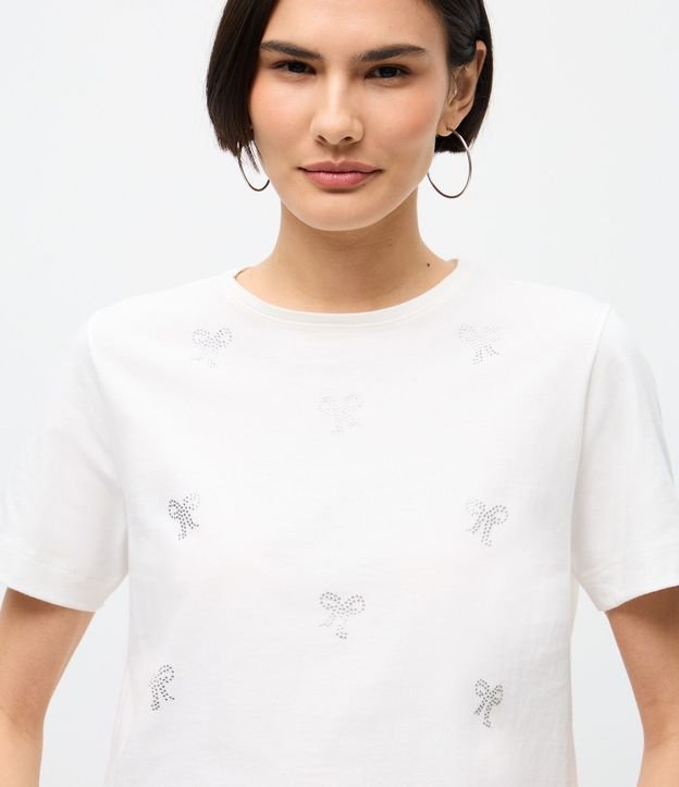 Remera T-shirt en Algodón con Lazos en Aplicación de Hotfix