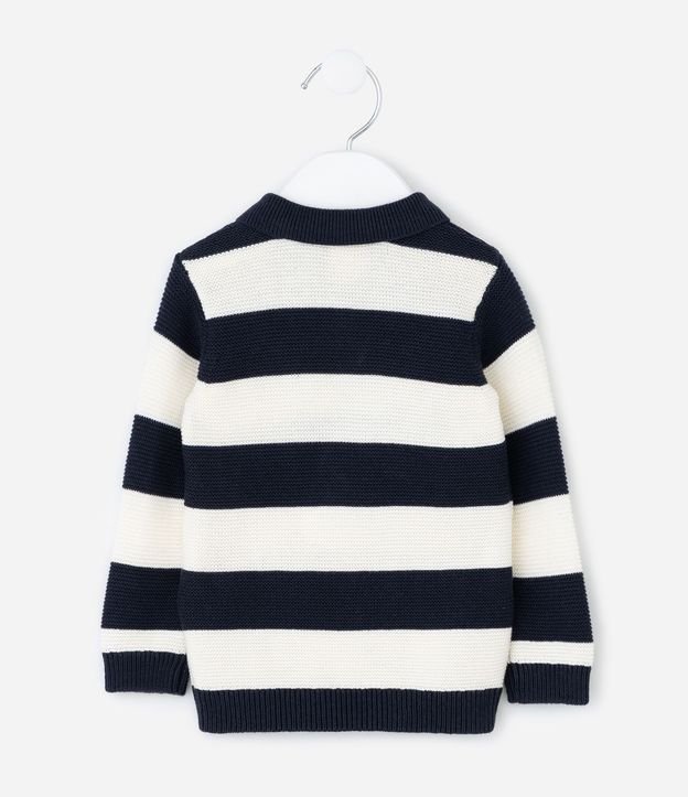 Saco Infantil en Punto con Cuello Polo y Rayas – Talle 0 a 18 Meses 3