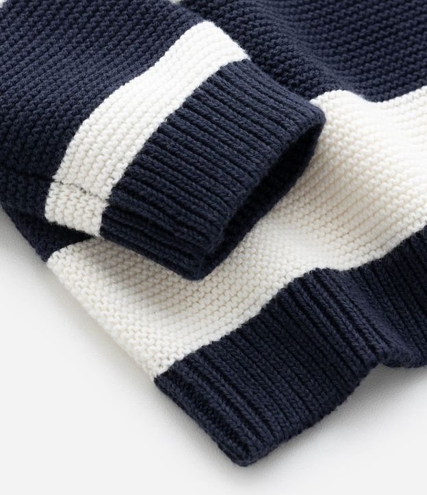 Saco Infantil en Punto con Cuello Polo y Rayas – Talle 0 a 18 Meses 5