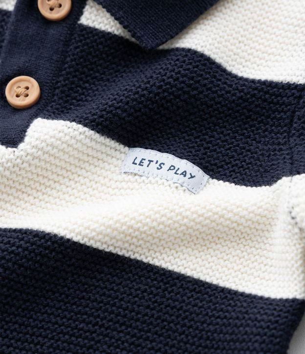 Saco Infantil en Punto con Cuello Polo y Rayas – Talle 0 a 18 Meses 6