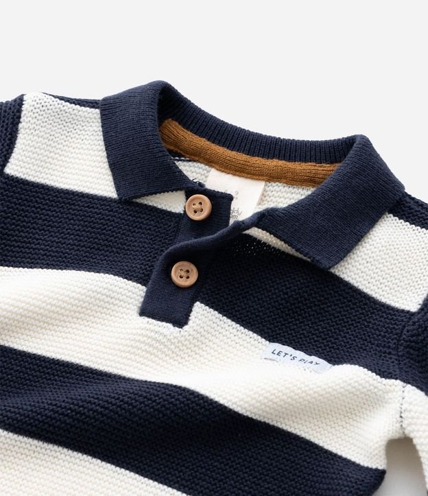 Saco Infantil en Punto con Cuello Polo y Rayas – Talle 0 a 18 Meses 7