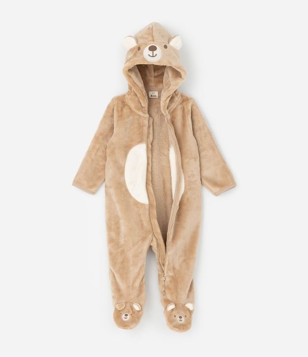 Enterito Infantil en Plush con Capucha de Oso – Talle 0 a 18 Meses 3