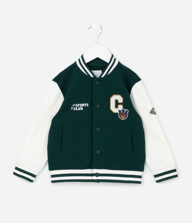 Campera Infantil Bomber en Algodón con Bordado College - Talle 1 A 6 años 2