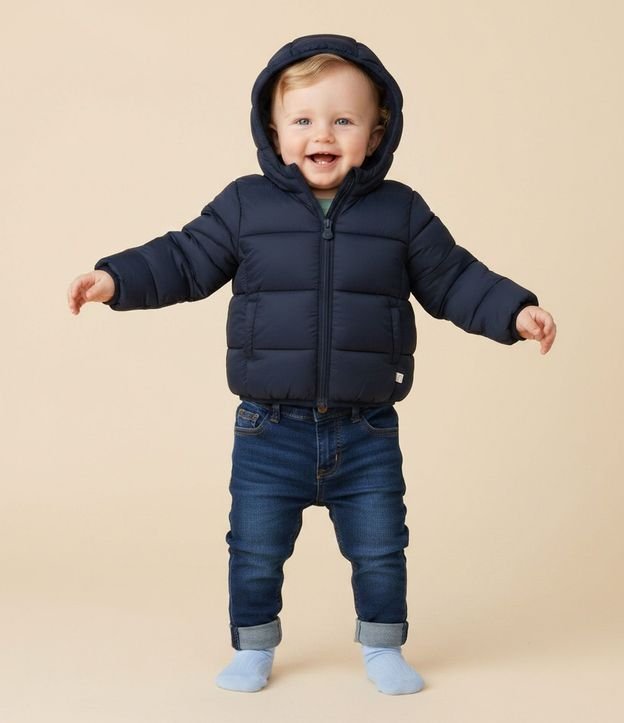 Campera Infantil Puffer con Capucha – Talle 3 a 18 Meses
