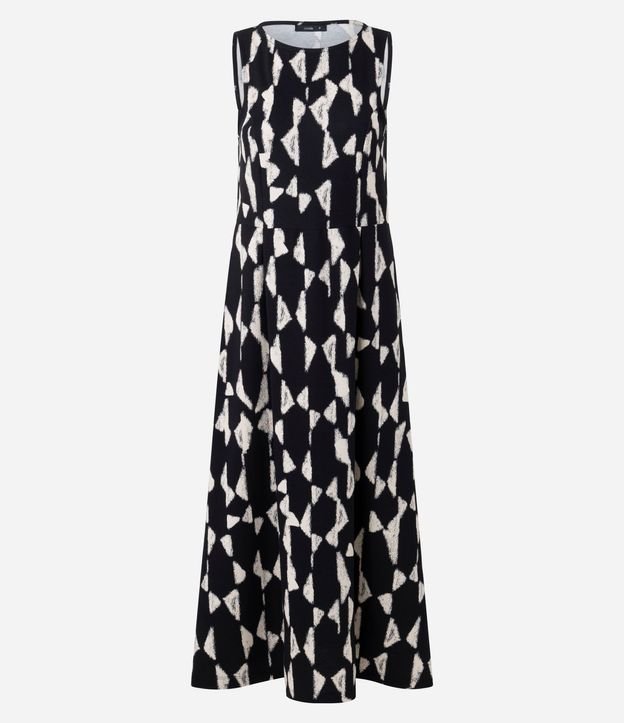 Vestido Evasê Midi en Piquet con Estampado Geométrica Blur 6