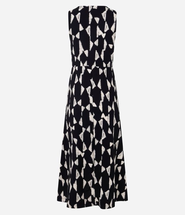 Vestido Evasê Midi en Piquet con Estampado Geométrica Blur 7
