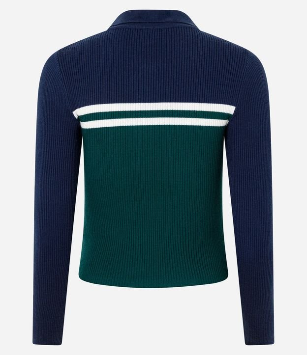 Blusa Cuello Polo en Punto con Estampado Náutica y Cremallera 3