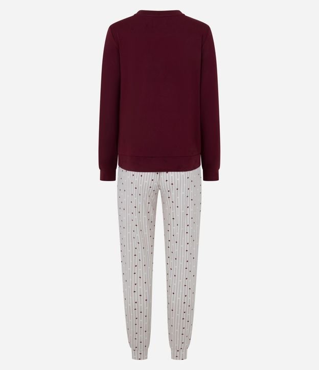 Pijama Larga en Peach Touch con Estamp de Lunares 5